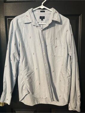 J. Crew Light Blue Button-Down Shirt with Small Pelican Embroidery